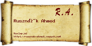 Rusznák Ahmed névjegykártya